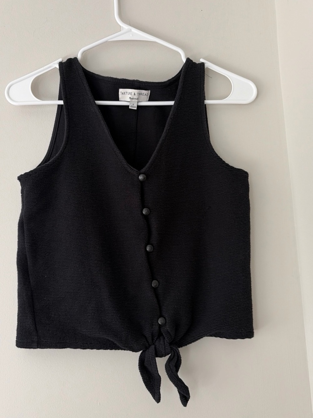 Madewell Black Tie-Front Button Tank